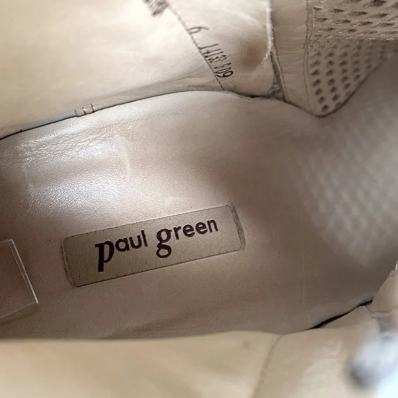 Paul Green Nubuck Booties Women US 8.5 Tan Bonzai Perforated Zipper Ankle Boots - Picture 13 of 16